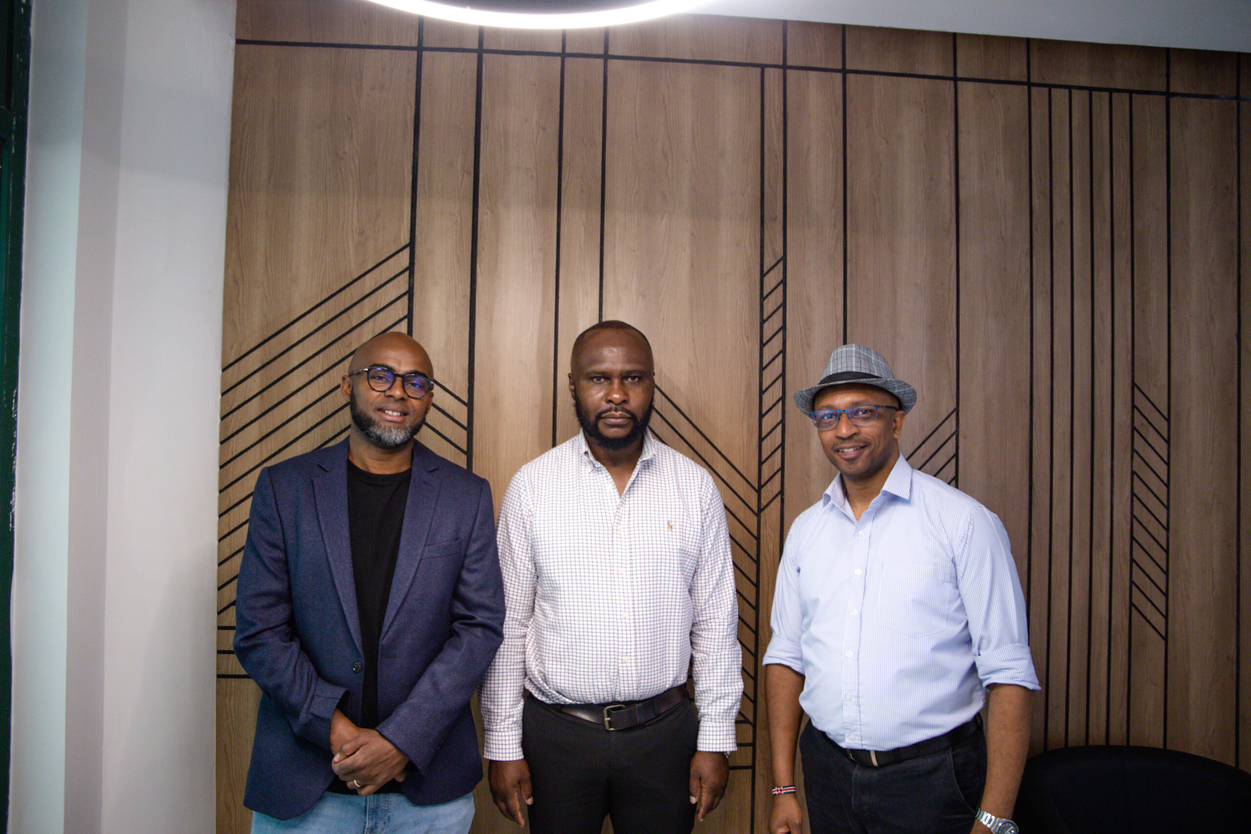 The host of Investments for Impact, Moses Waweru, and the two guests for the Beginnings of Villgro Africa episode, Dr. Ken Simiyu and Dr. Robert Karanja. 